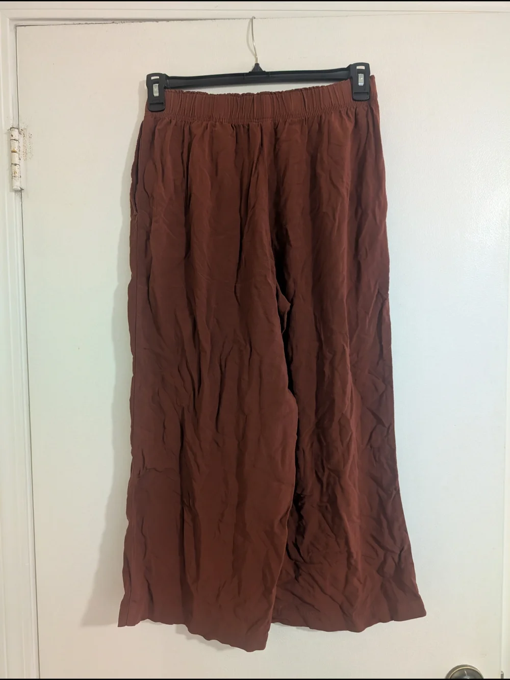 H&M High Rise Elastic Waist Wide Leg Pull On Trousers Earthy Boho Minimalist